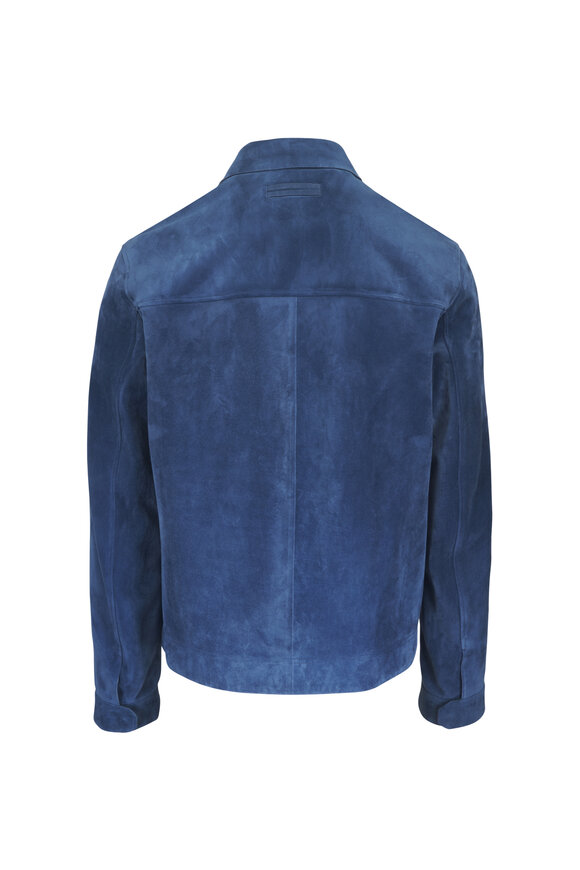 Zegna Light Blue Suede Blouson Jacket - view 2