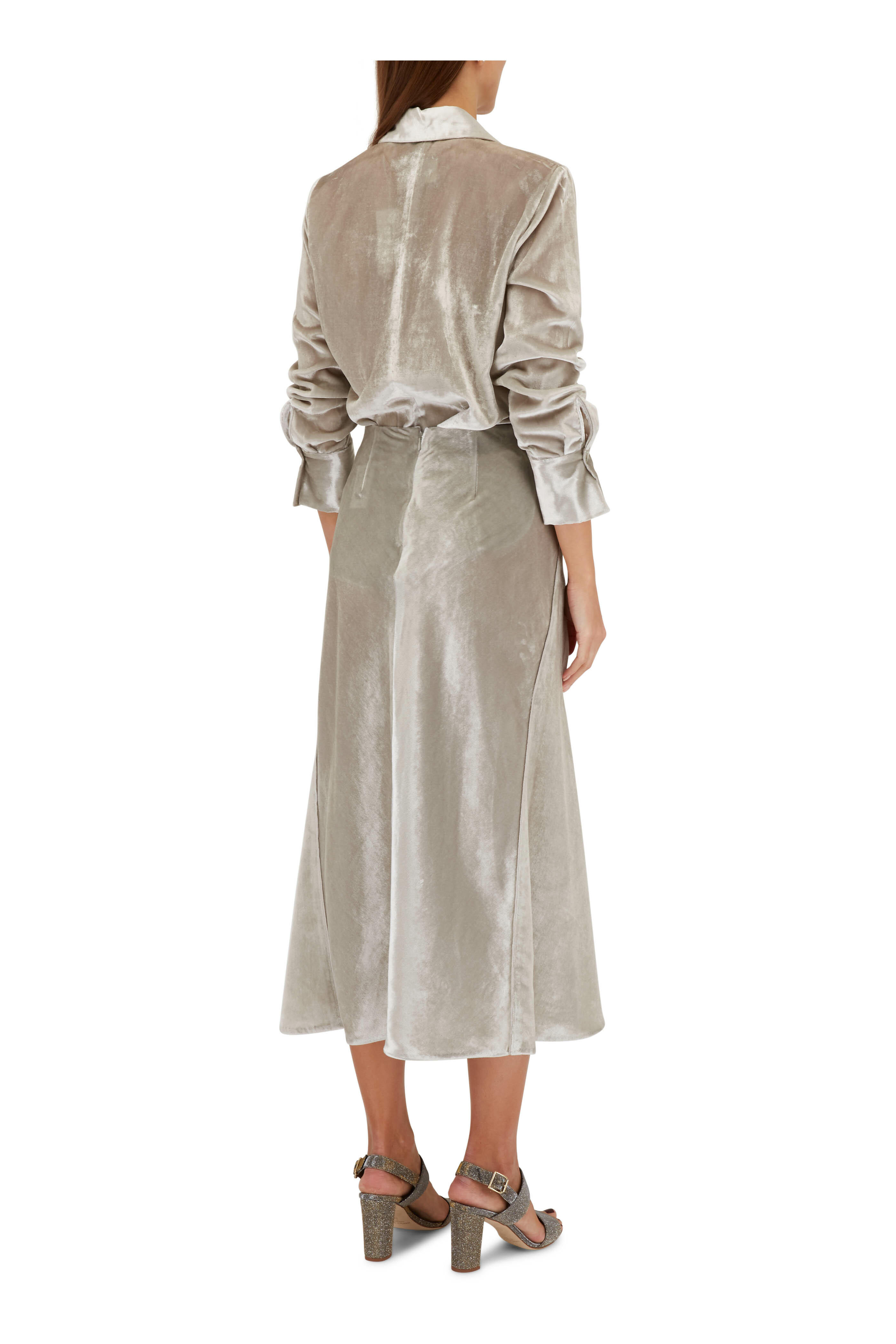 Vince - Velvet Silver Shaped Collar Blouse