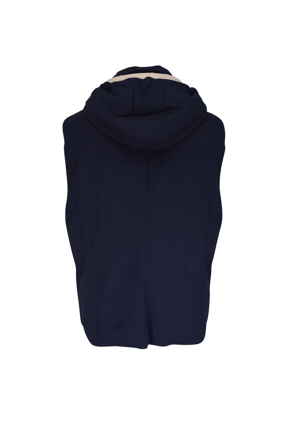 Brunello Cucinelli - Blue Nylon Quilted Snap Button Vest