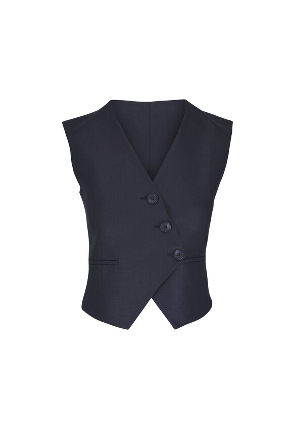 TWP Tyler Navy Linen Twill Vest