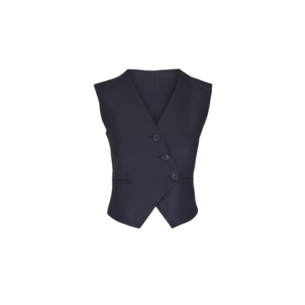 TWP - Tyler Navy Linen Twill Vest | Mitchell Stores