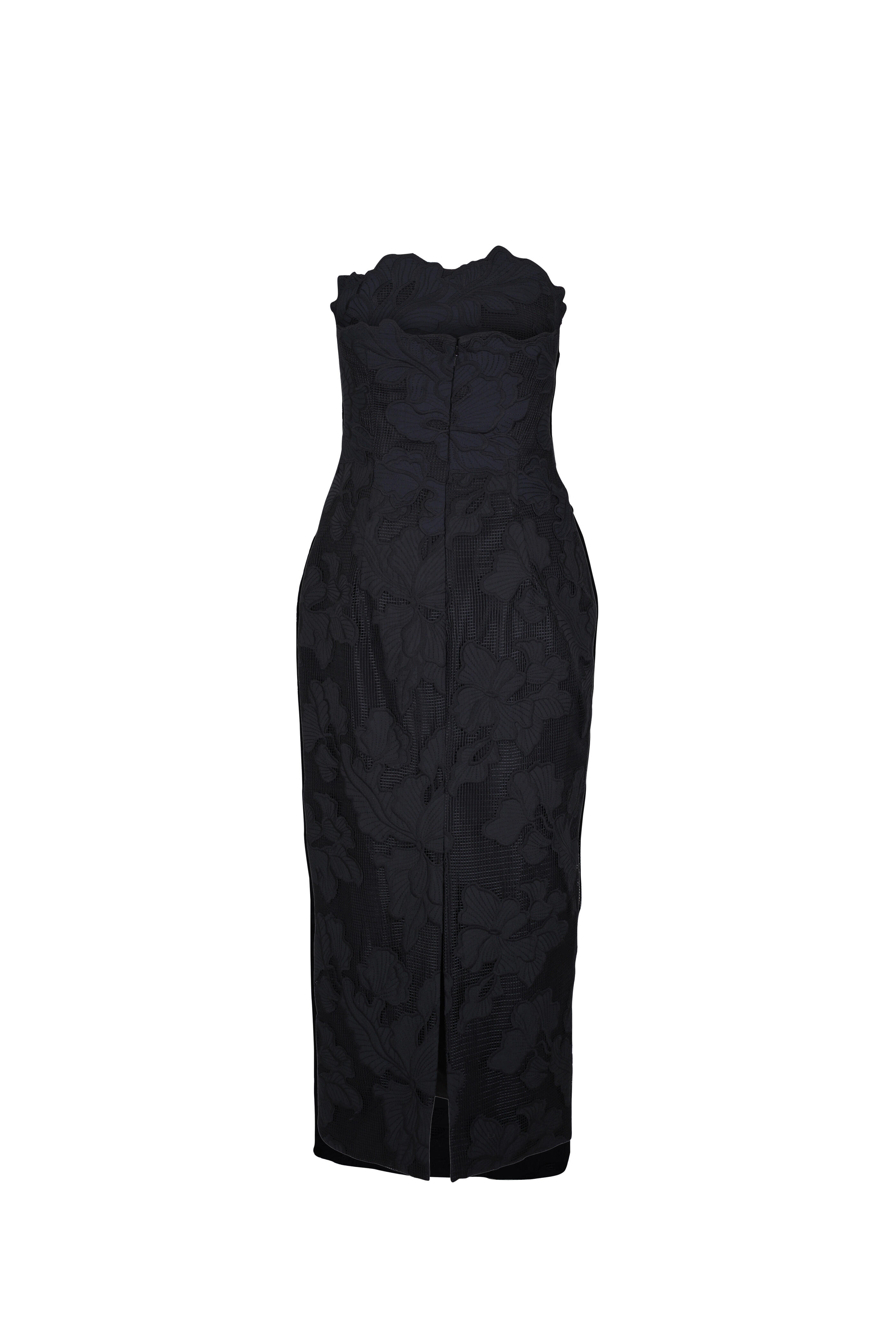 Lela Rose - Natasha Black Floral Embroidered Lace Dress