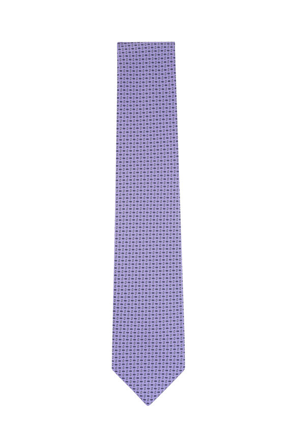 Brioni Lilac Micro Motif Silk Necktie - view 1