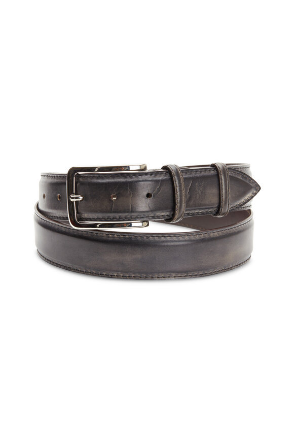 Bontoni - Dark Gray Leather Belt 