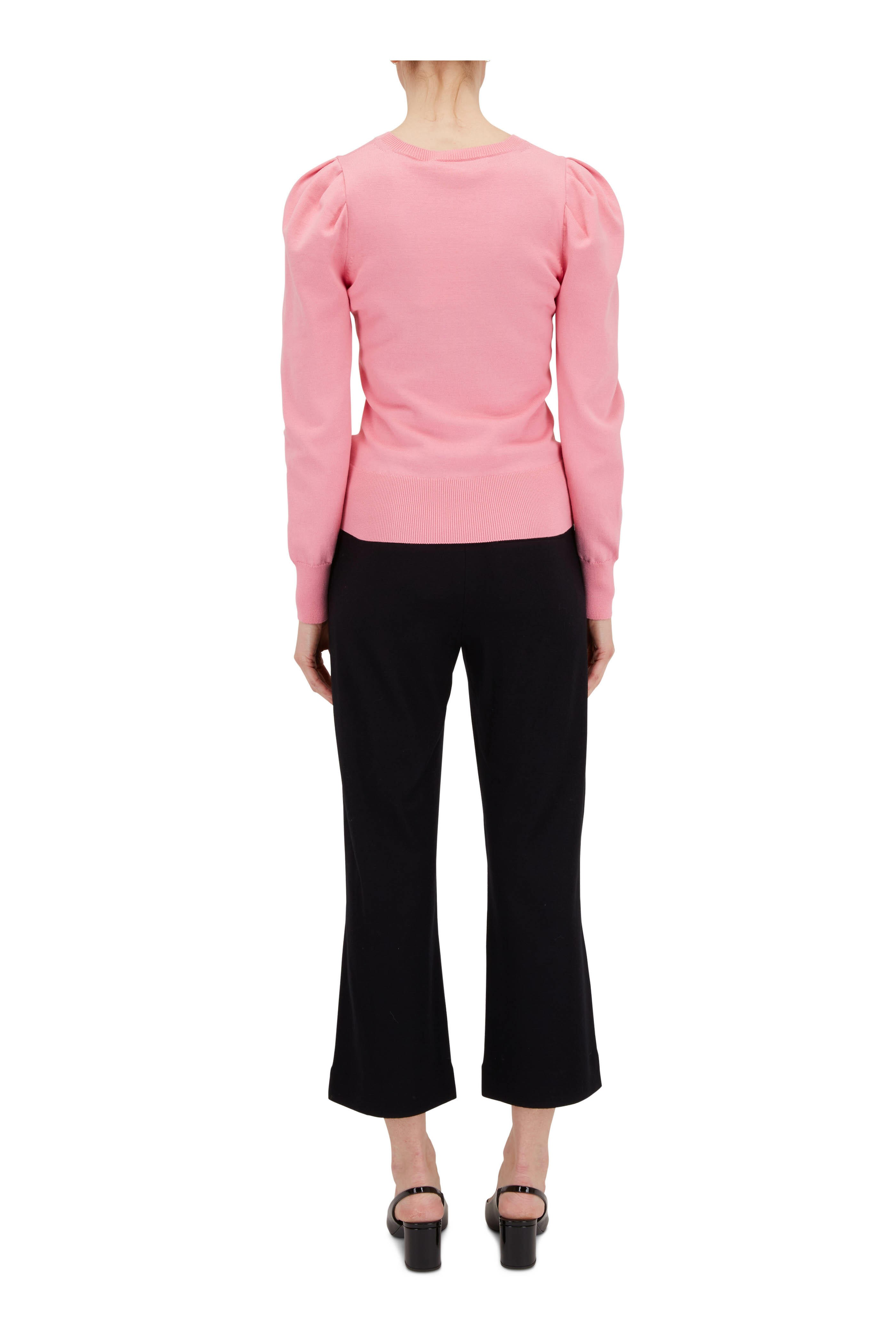 Carolina Herrera - Pink Puff Sleeve Corset Knit Top