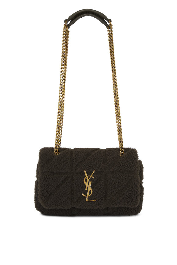 Saint Laurent Small Jamie Lichen Shearling Chain Bag