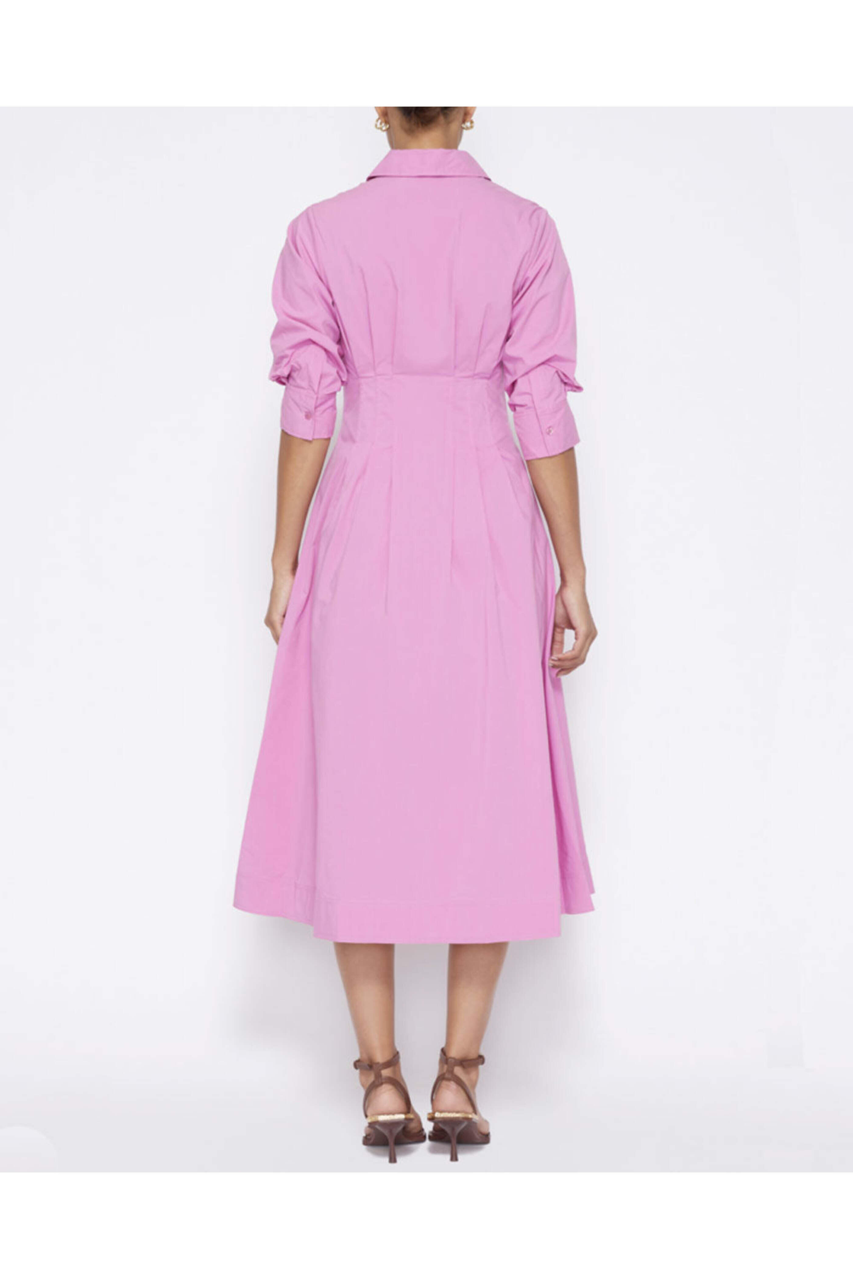 Simkhai - Opera Pink Cotton Poplin Jazz Midi Dress