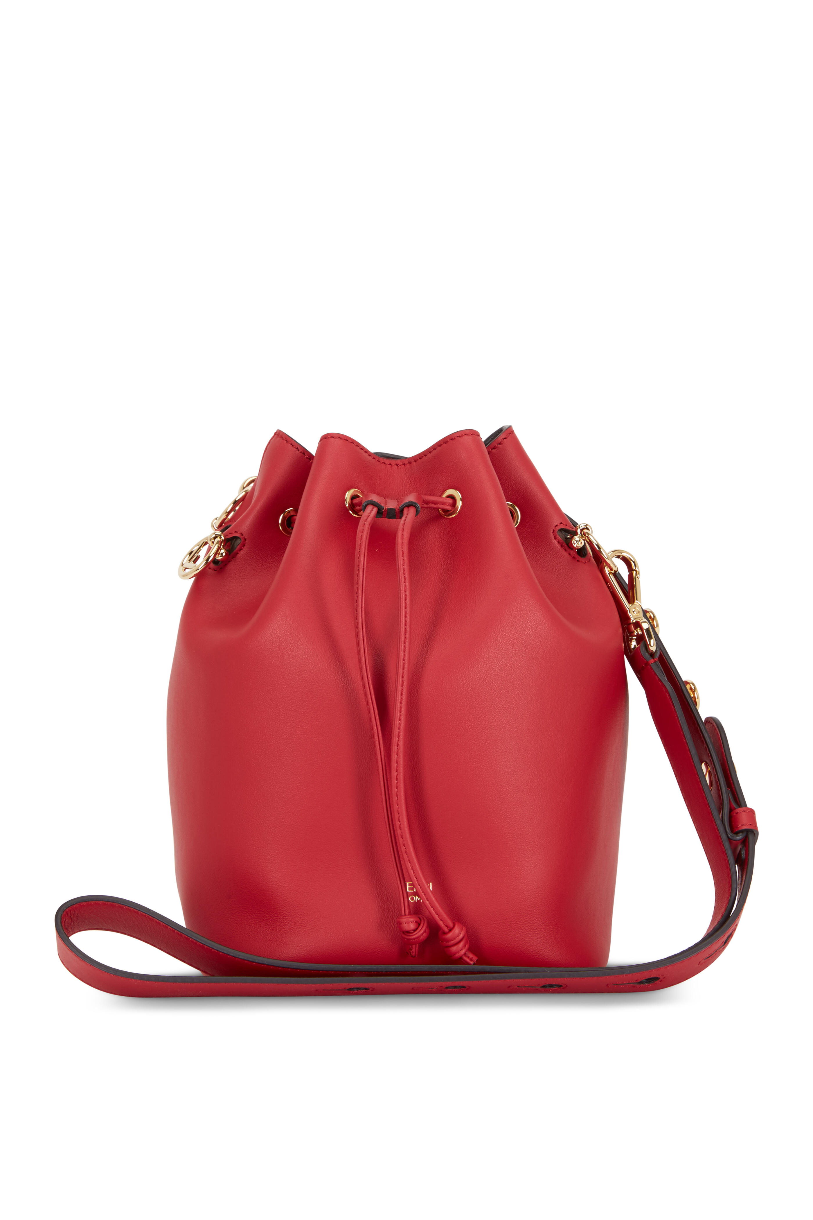 Fendi FF Embossed Mon Tresor Bucket Bag W/Red/Black (Retail $2490