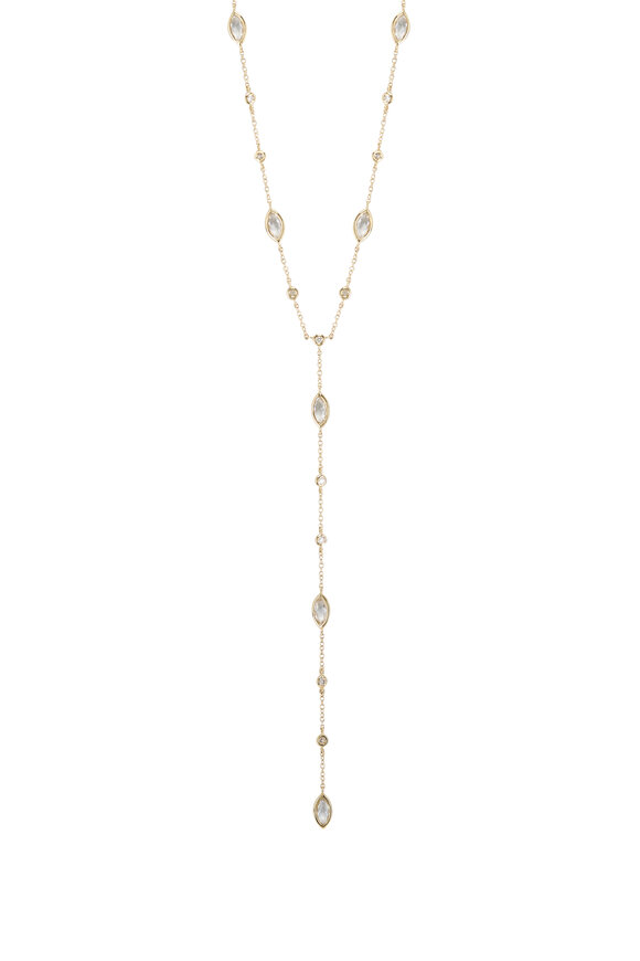 Kai Linz - Yellow Gold & White Topaz Lariat Necklace