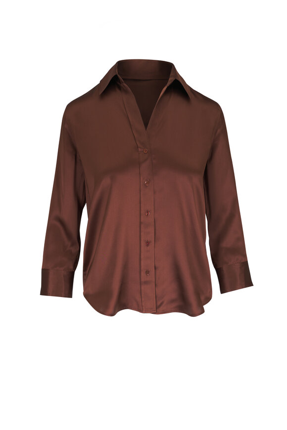 L'Agence Dani Fudge Silk Three Quarter Sleeve Blouse