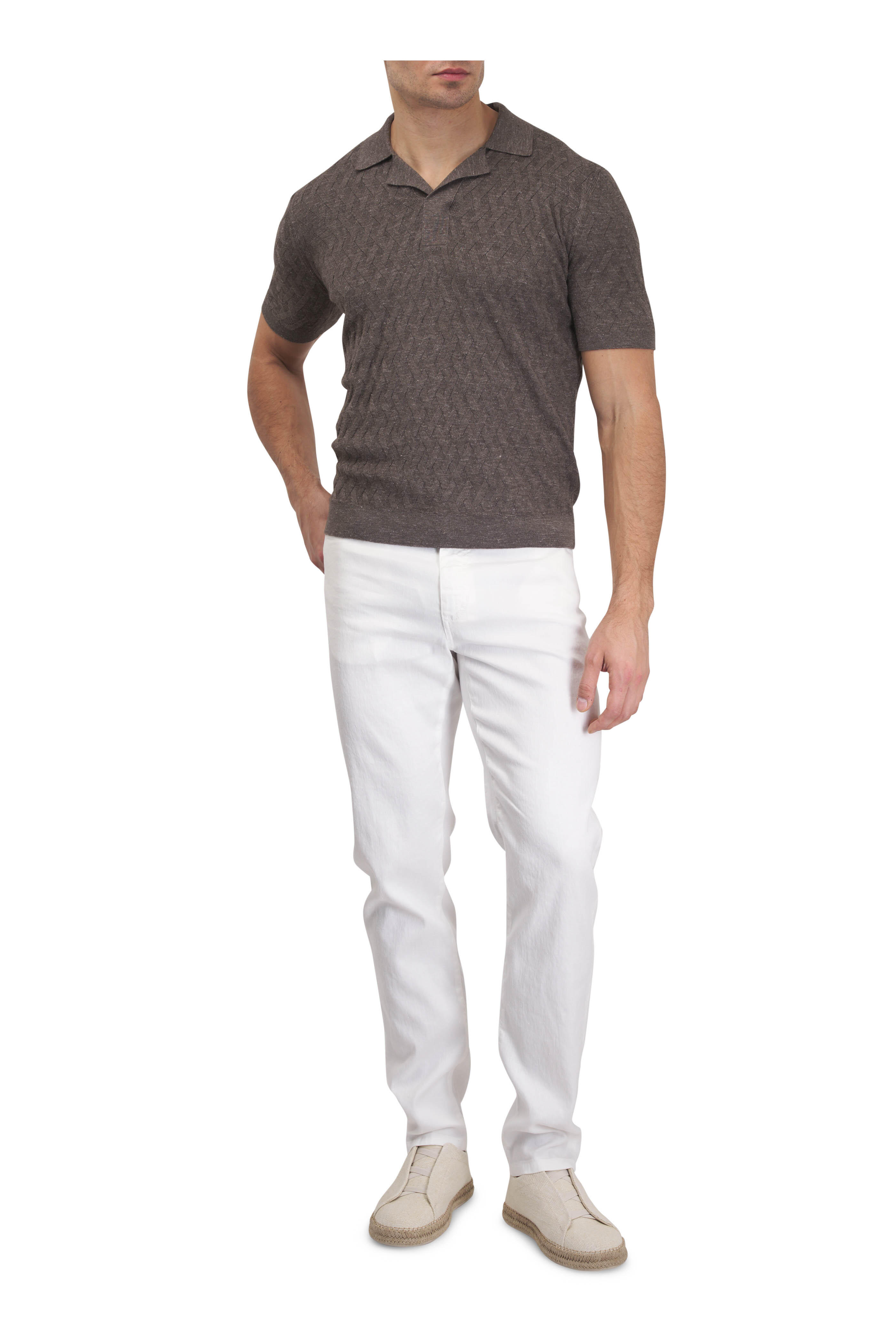 Zegna - Roccia White Stretch Linen & Cotton Pant