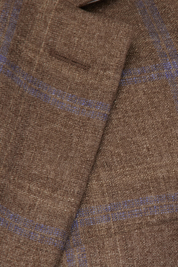 Canali Kei Brown & Periwinkle Plaid Sportcoat - view 5