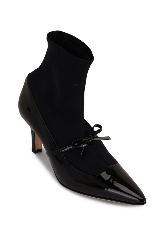 Manolo Blahnik - Apolonkle Black Patent Leather Sock Boot, 70mm