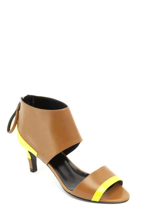 Pierre Hardy - Neon Yellow & Camel Cuff Leather Sandals