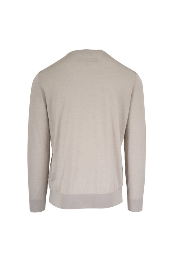 Zegna Taupe Cashmere & Silk Crewneck Sweater - view 2