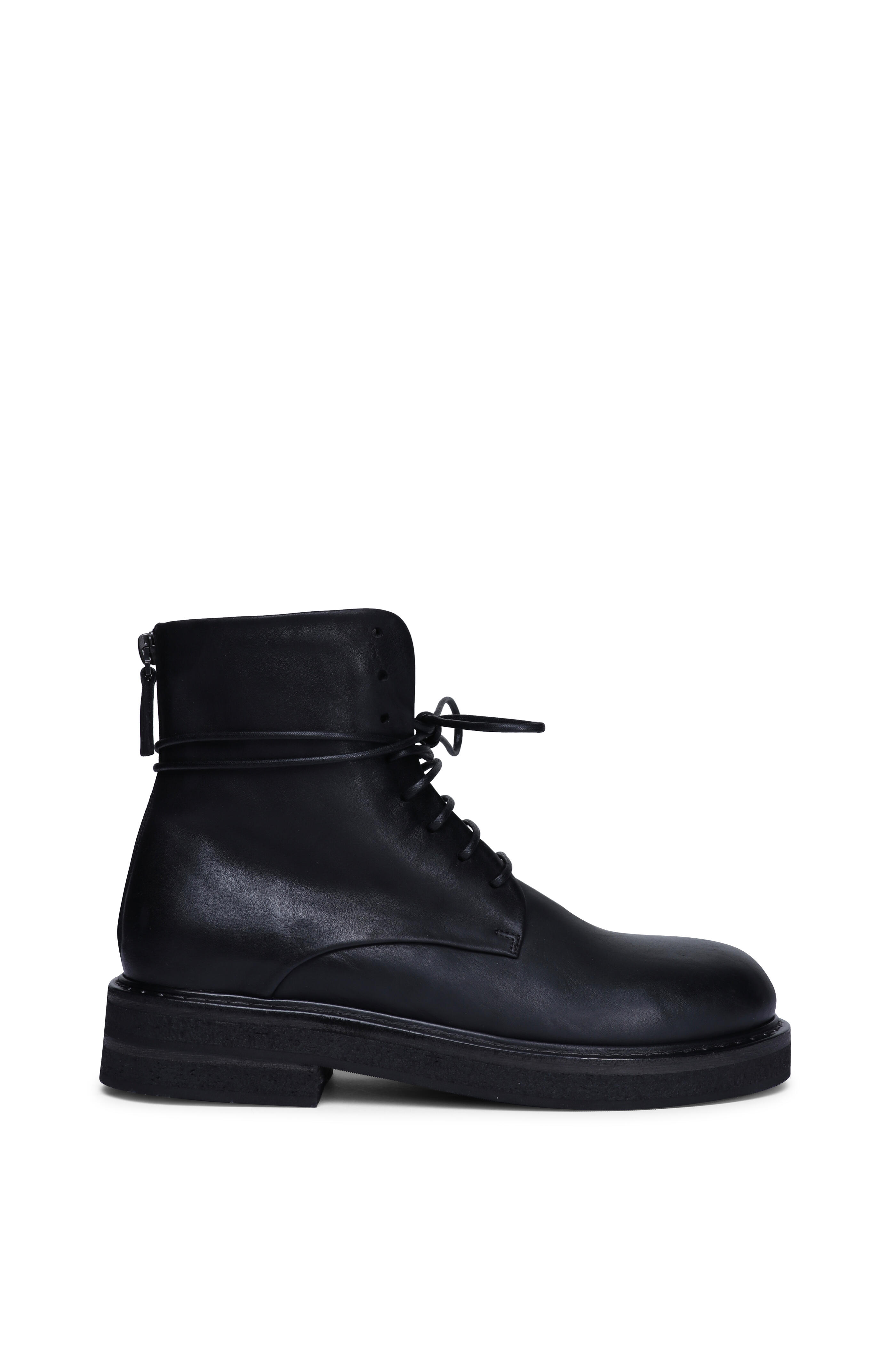 Marsell - Parrucca Black Leather Combat Boot