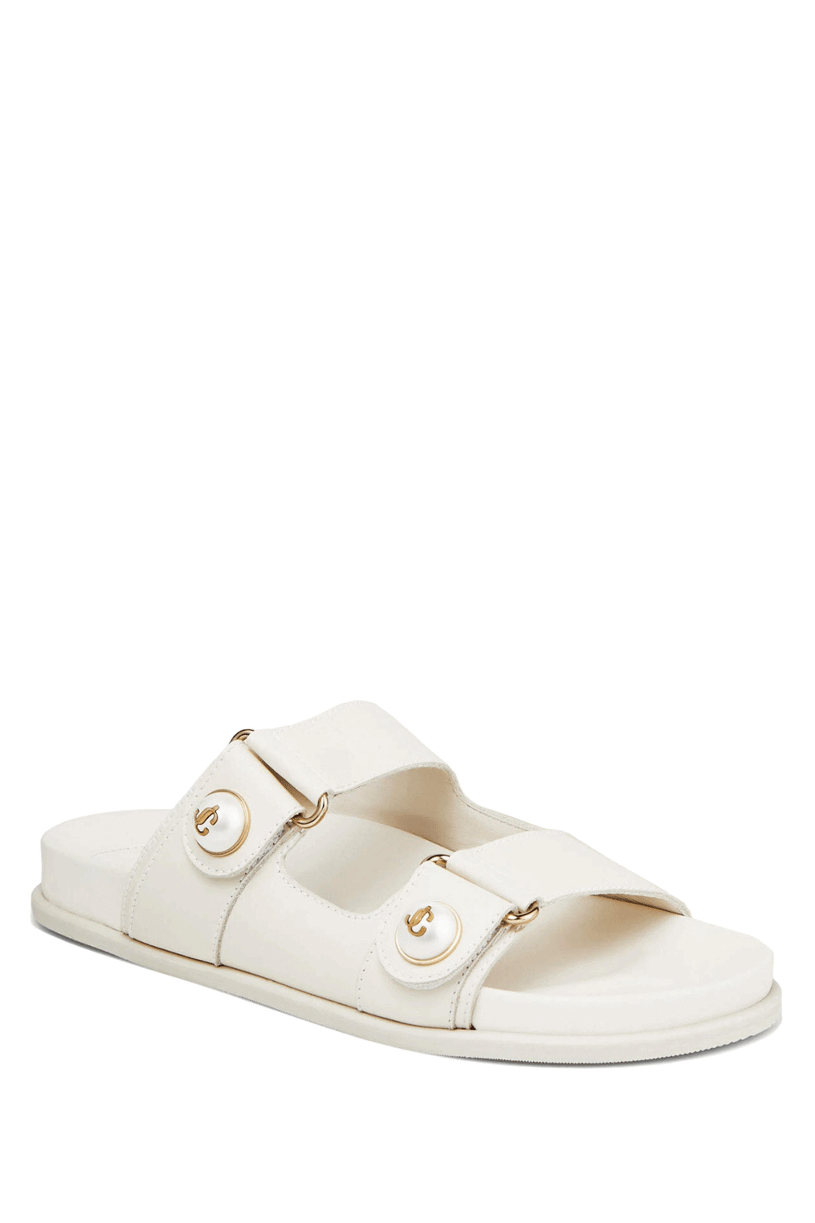 Jimmy Choo - Fayence Latte Leather Flat Sandal