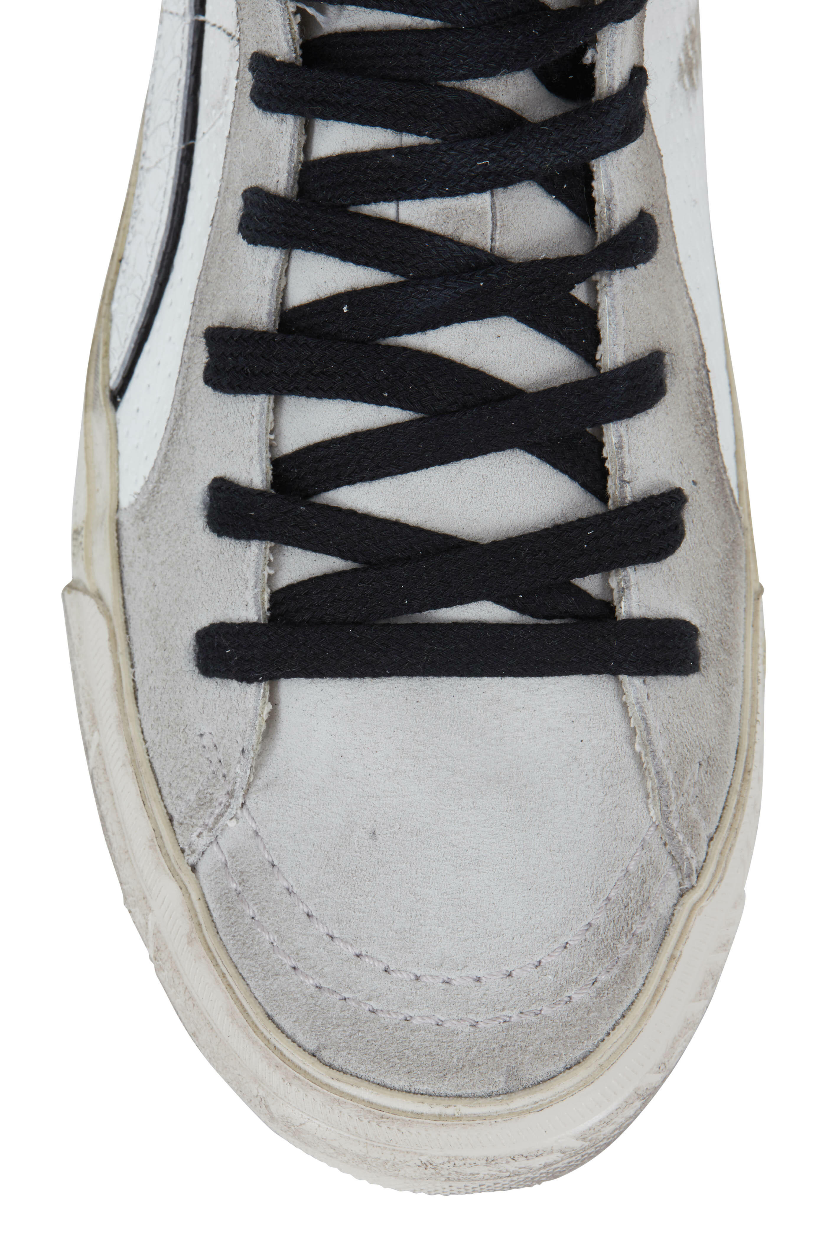 Golden Goose - Slide White Leather & Black Slide High Top Sneaker