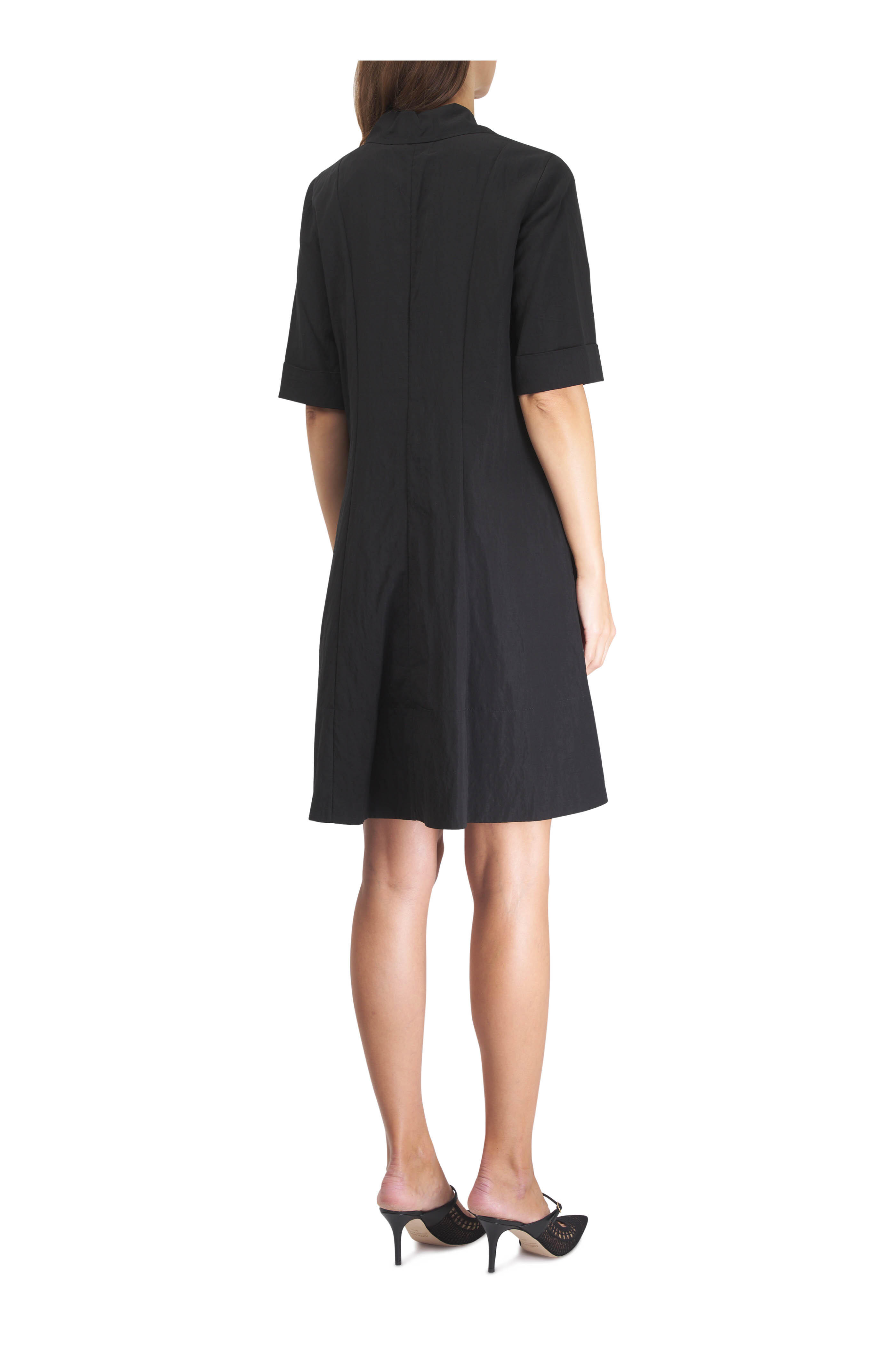 Vince - Black Short Sleeve A-Line Mini Dress