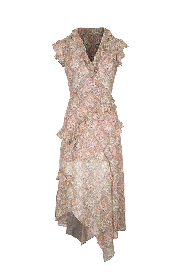 Veronica Beard Avenel Stone Khaki Multi Cap Sleeve Dress