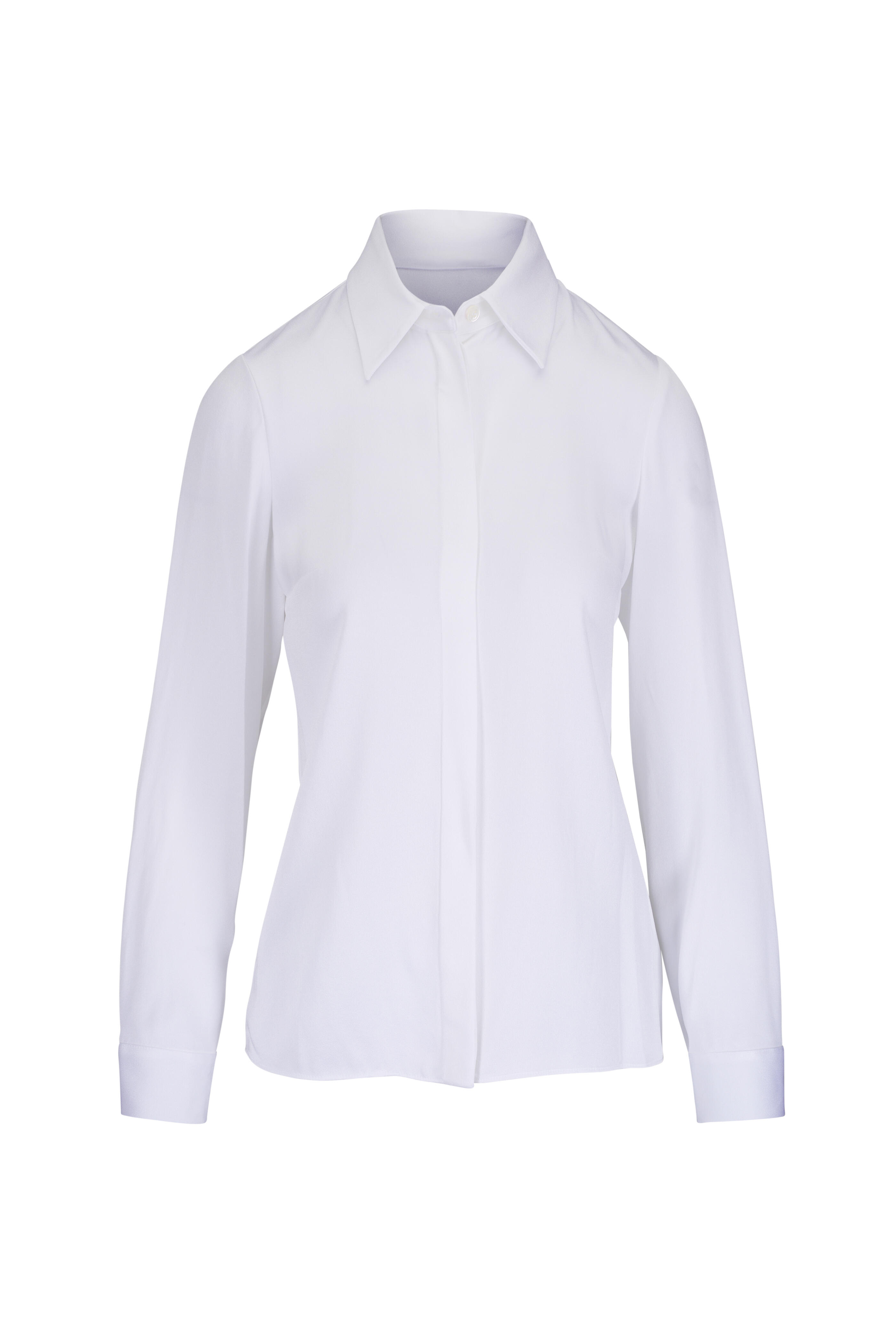 Michael Kors Collection - Hansen Optic White Charmeuse Button Up Shirt - view 1