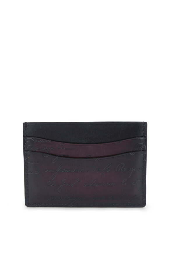 Berluti - Bambou Burgundy Engraved Leather Card Holder 