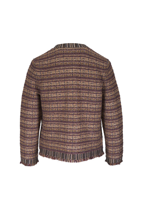 Veronica Beard Sariyah Striped Burgundy Knit Jacket - view 2