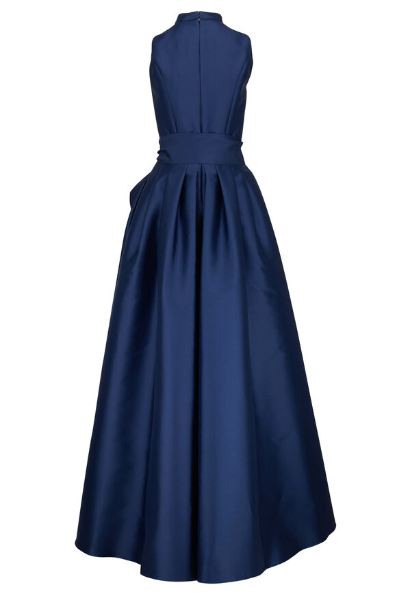 Carolina Herrera - Navy Stand Collar Gown