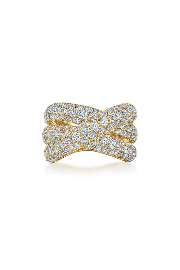 Kwiat 18k Yellow Gold Moonlight 3 Row Crossover Ring