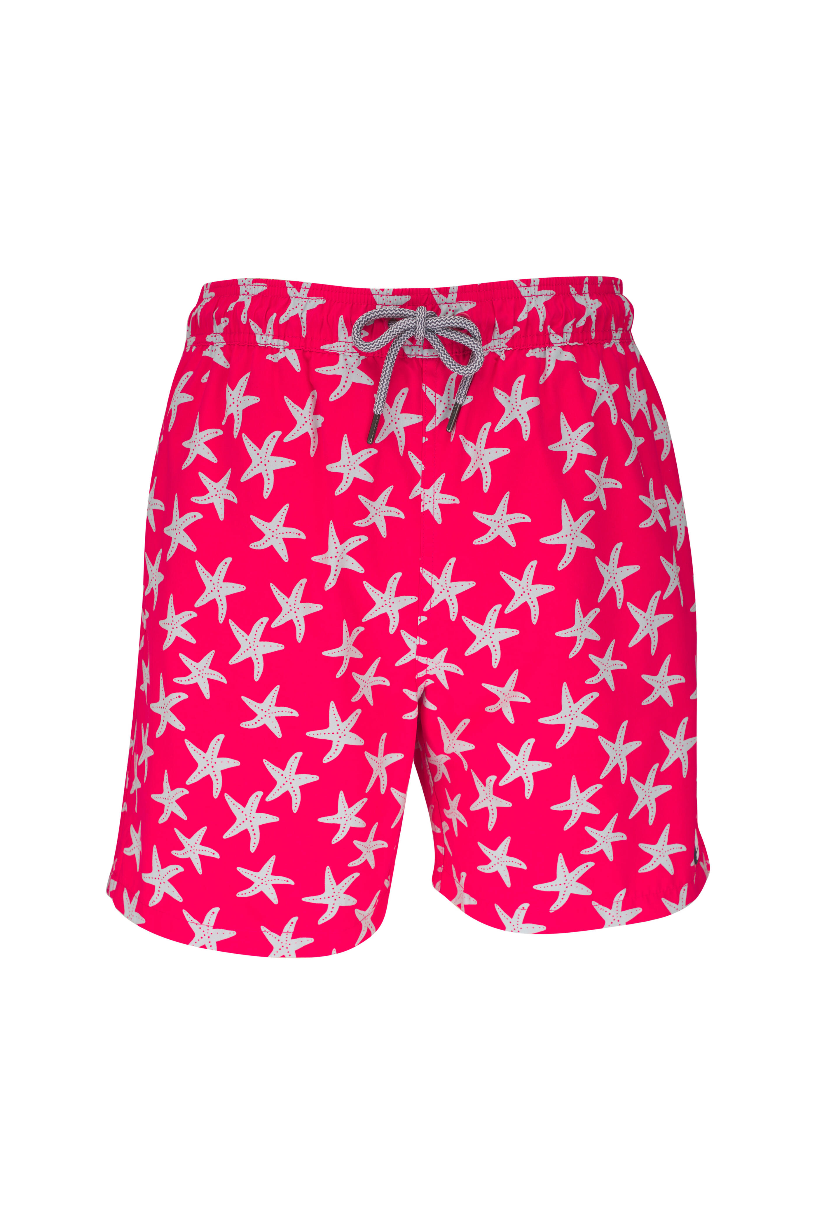 Tom & Teddy - Rose & Gray Starfish Print Swim Trunks