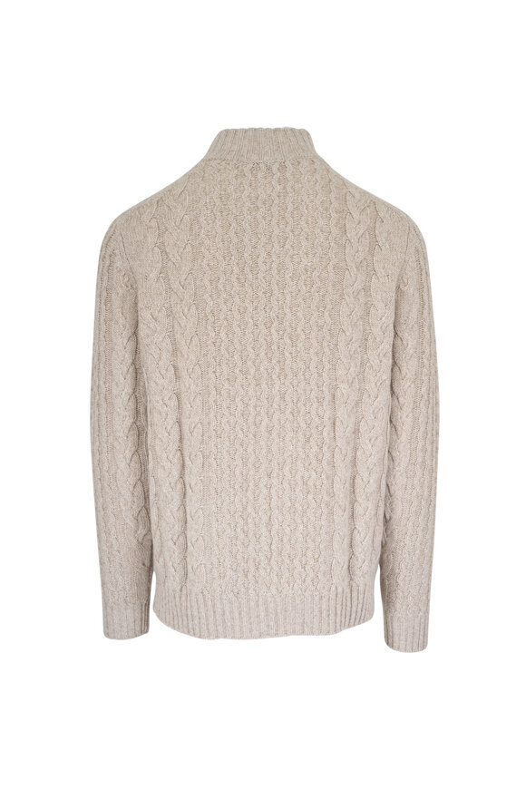 Kinross Sand Cable Knit Quarter Zip Sweater - view 3