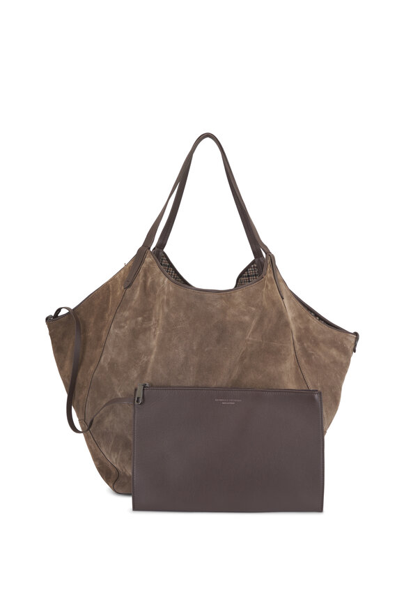 Brunello Cucinelli Duo Brown Suede Reversible Shopper Bag - view 7