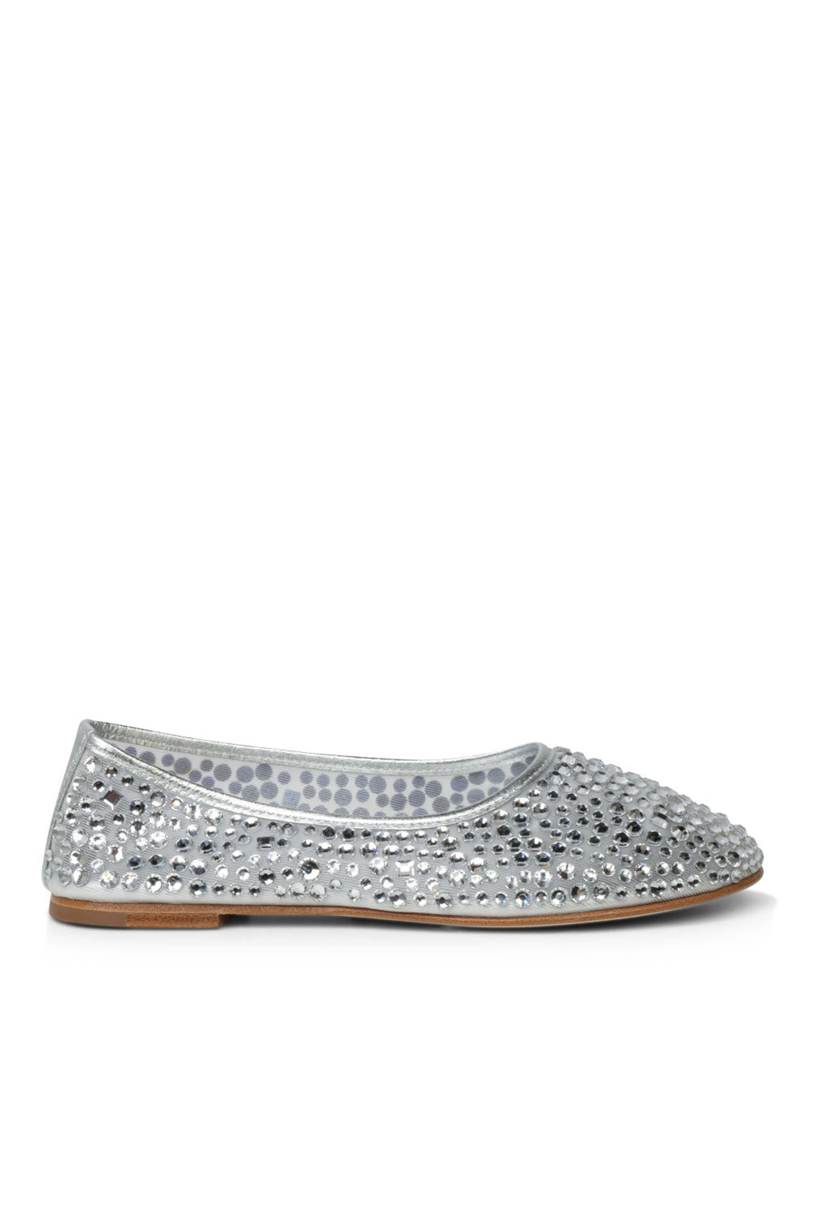 Dear Frances - Balla Large Crystal Ballet Flat in Silver