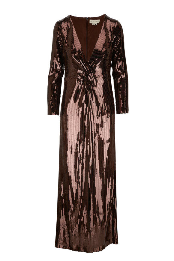 Sachin + Babi Tallulah Espresso Sequin Gown 