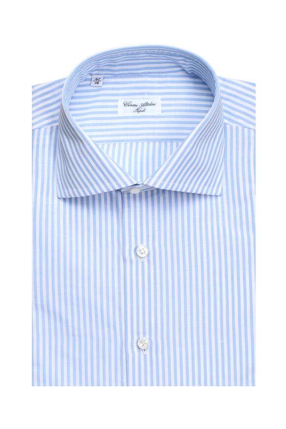 Cesare Attolini Light Blue Stripe Sport Shirt