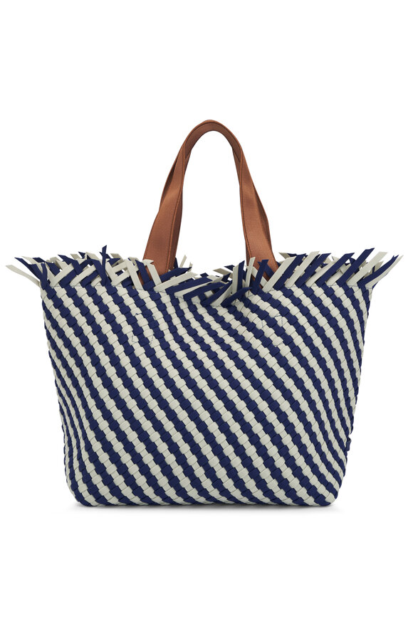 Naghedi - Medium Havana Venice & Dove Stripe Tote 