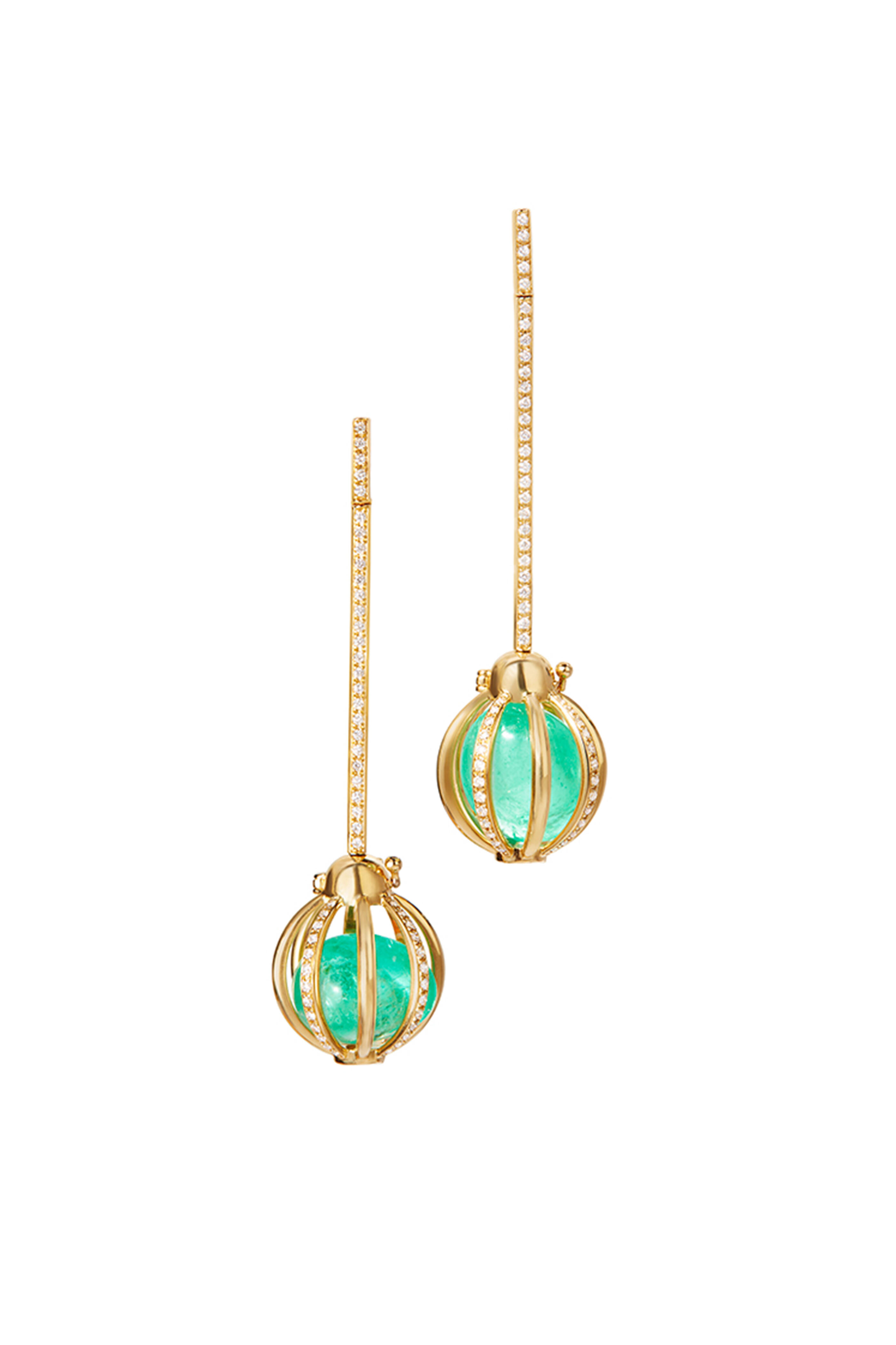 Katherine Jetter - Yellow Gold Diamond Bar Cage Earrings
