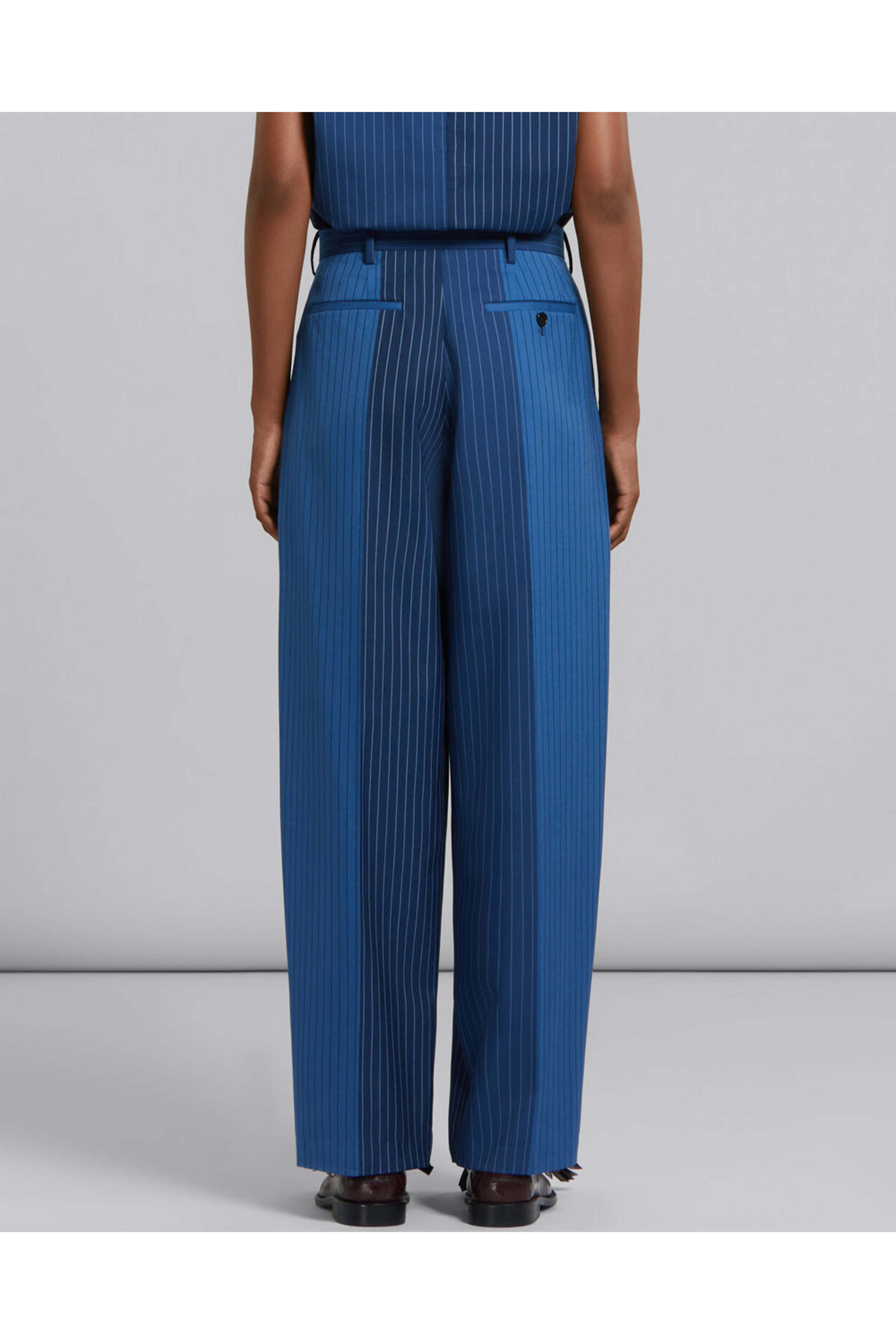 Marni - Blue Marine Degrade Pinstripe Trouser