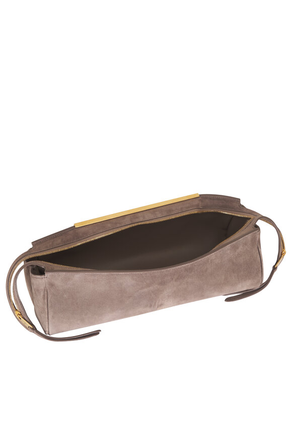 Khaite Donna Morning Dove Suede Evening Clutch - view 5