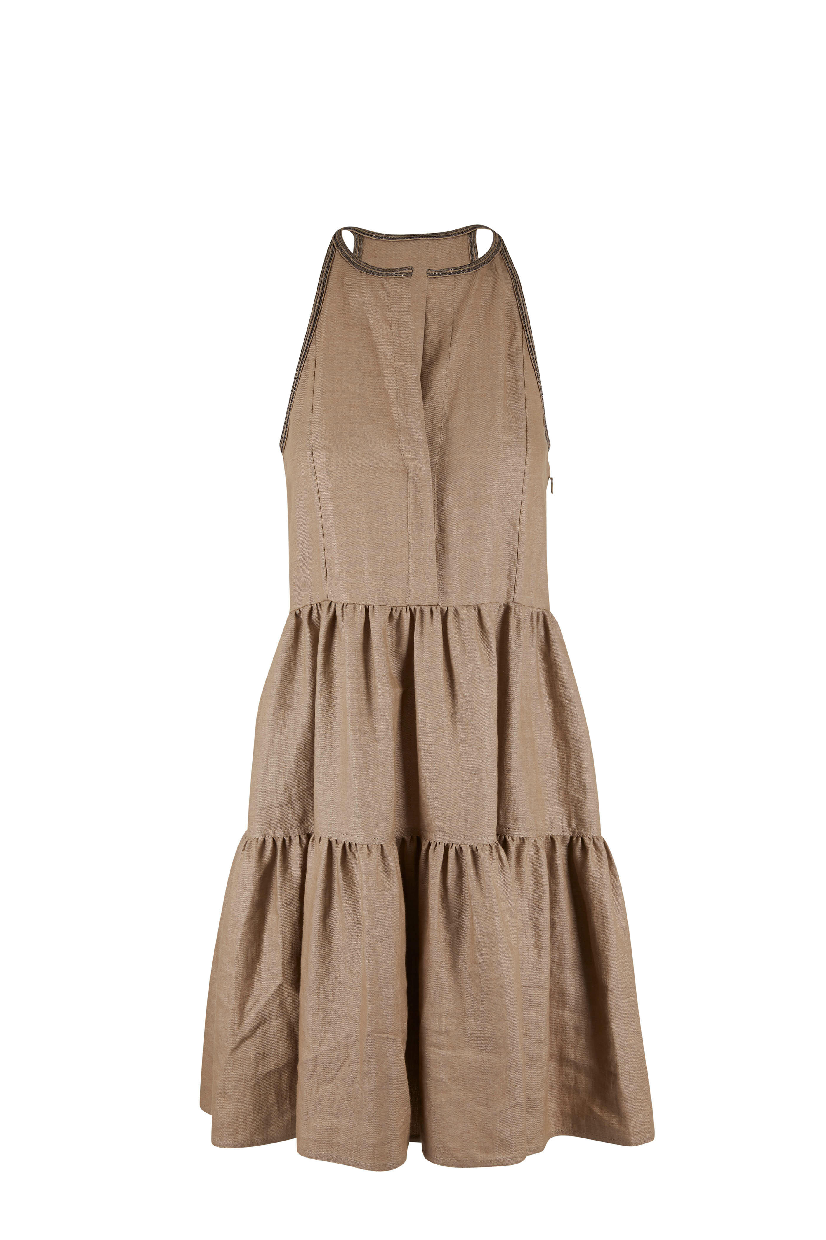 ワンピース BRUNELLO CUCINELLI SLEVELESS SHIRT DRESS IN COTTON BLEND Brunello Cucinelli - Rice Linen Twill Sleeveless Dress