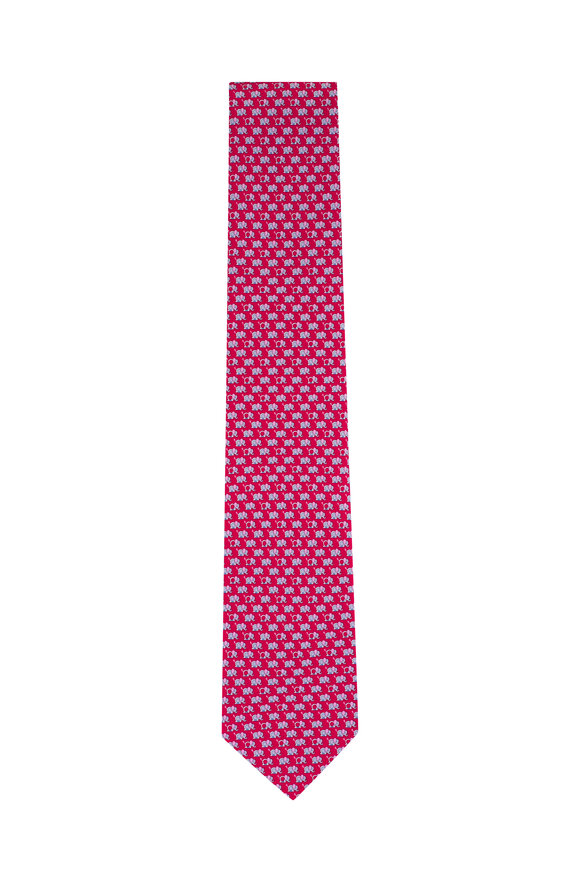 Ferragamo Red Elephant Print Necktie