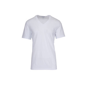 Tシャツ・カットソー JAMES PERSE Men Sweater MELJ3199WHT White James Perse - White Cotton V-Neck T-Shirt | Mitchell Stores