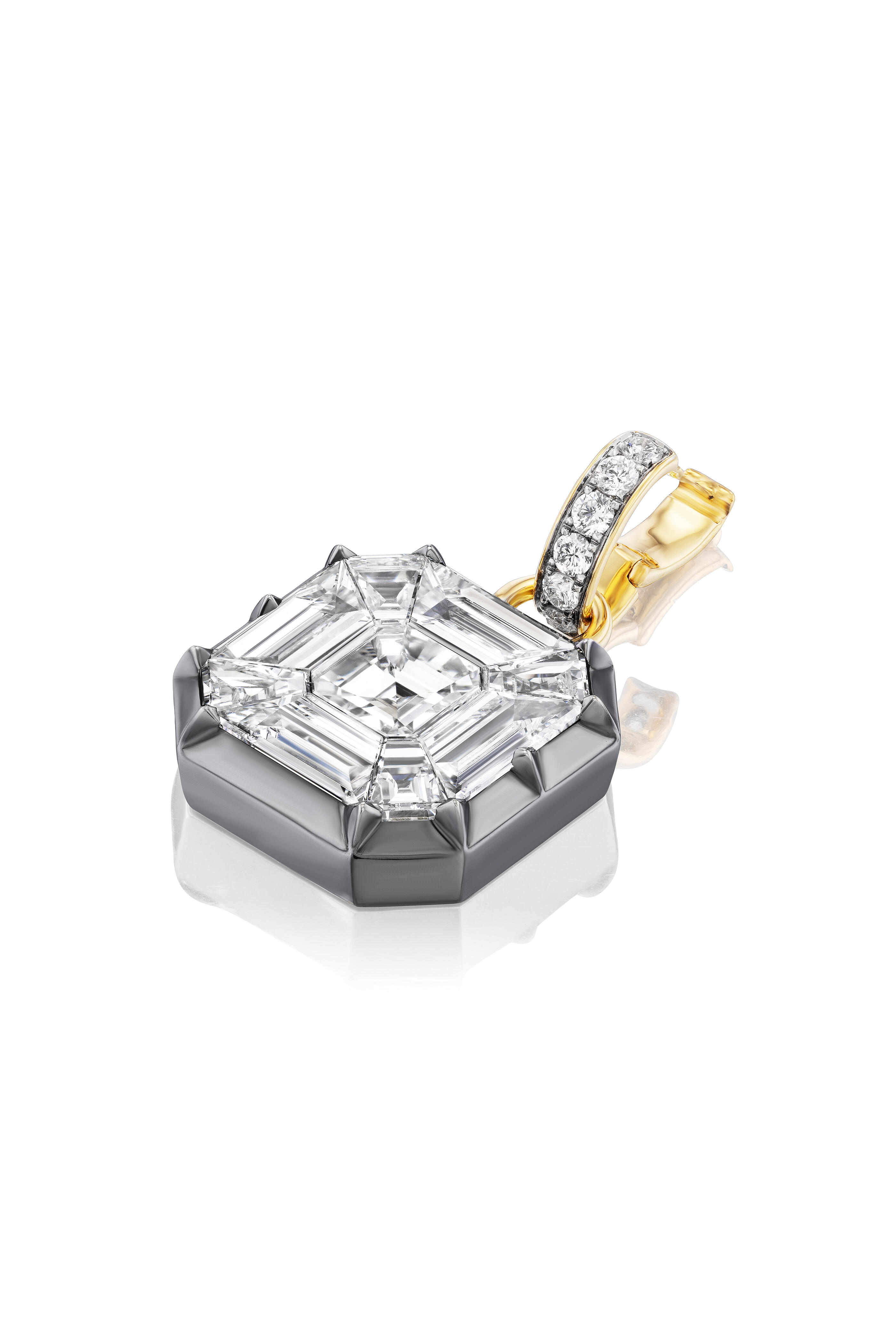 Nam Cho - 18k Yellow Gold Diamond Asscher Mosaic Pendant