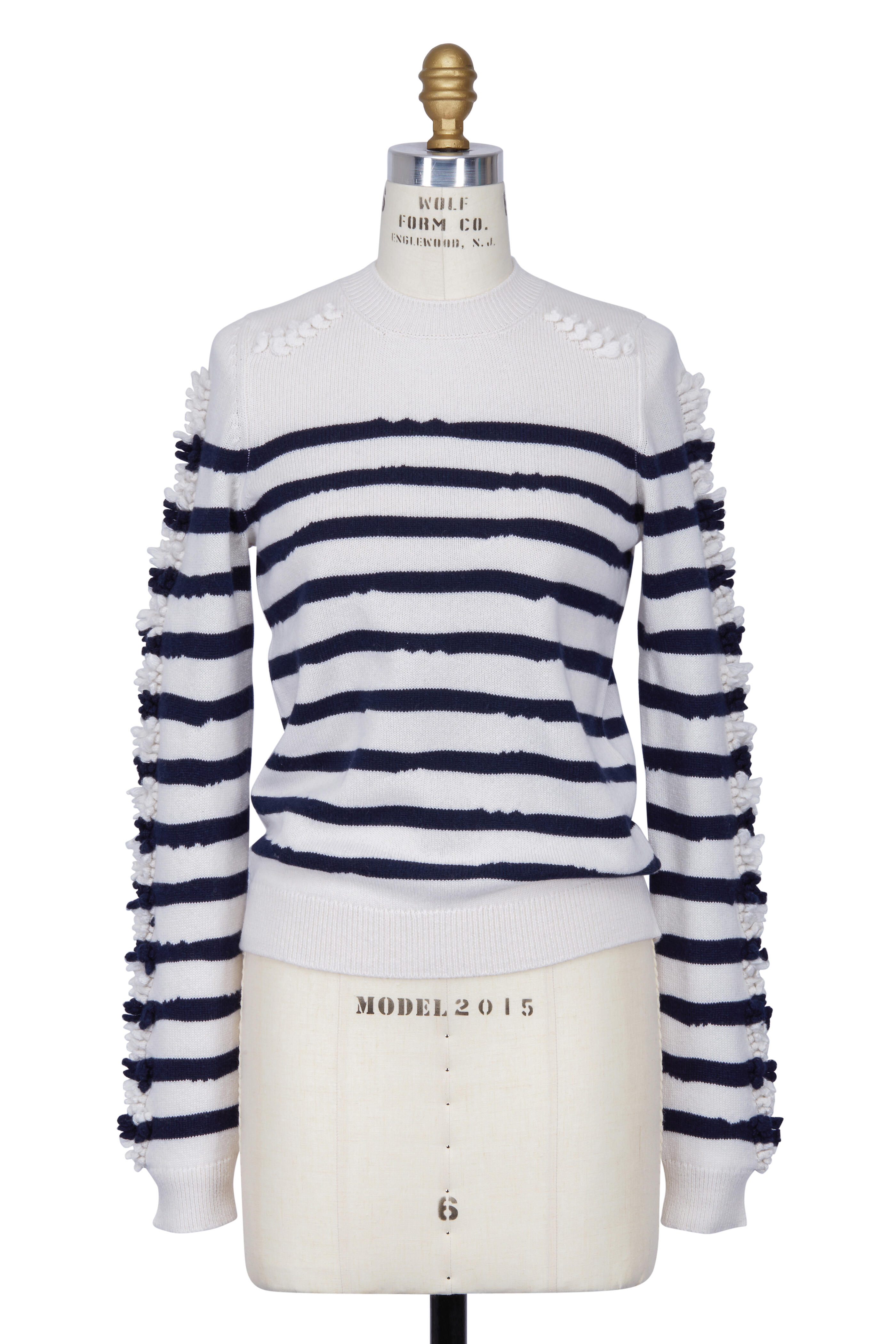 Barrie - Navy Blue & White Striped Cashmere Sweater