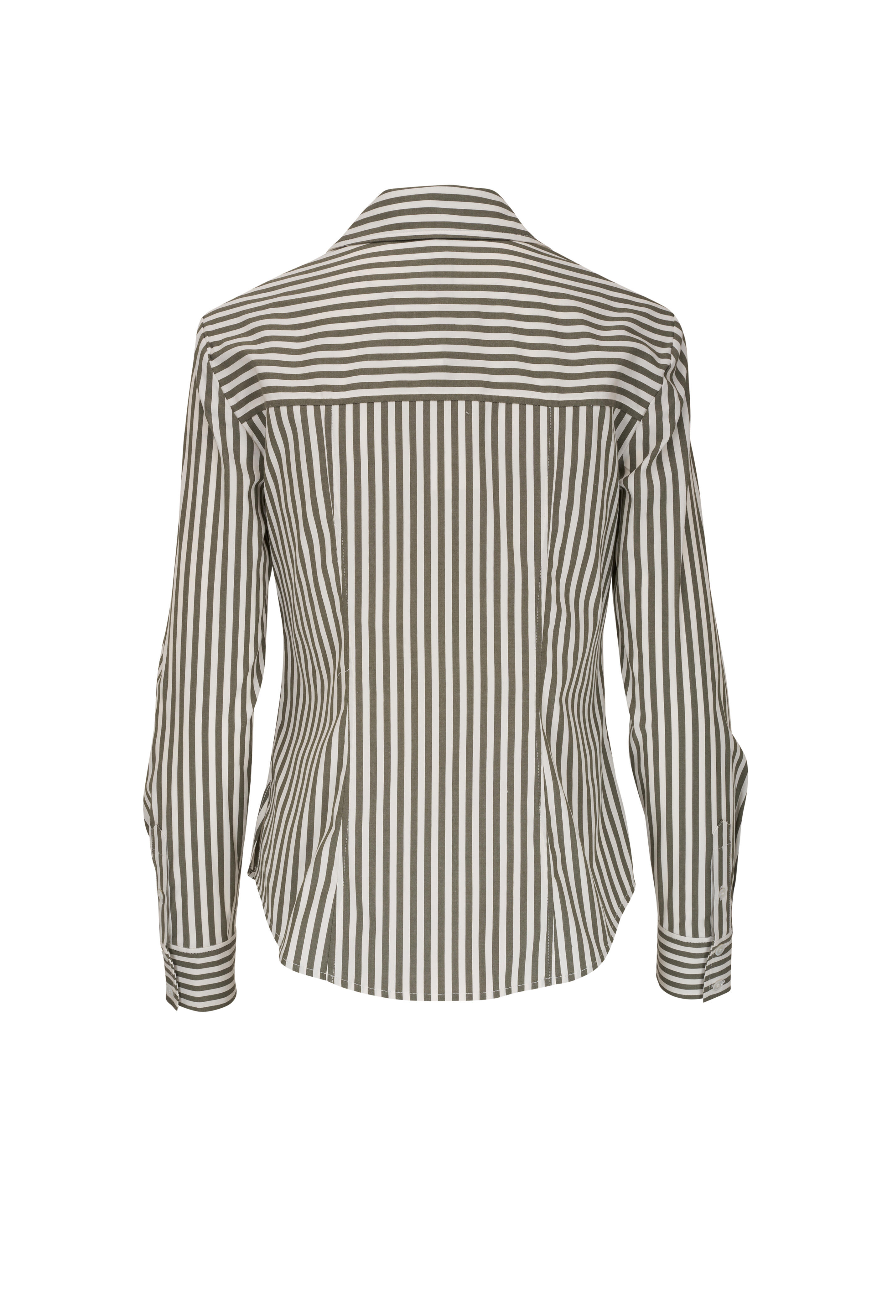 Veronica Beard - Barnette Bright Army & White Striped Shirt