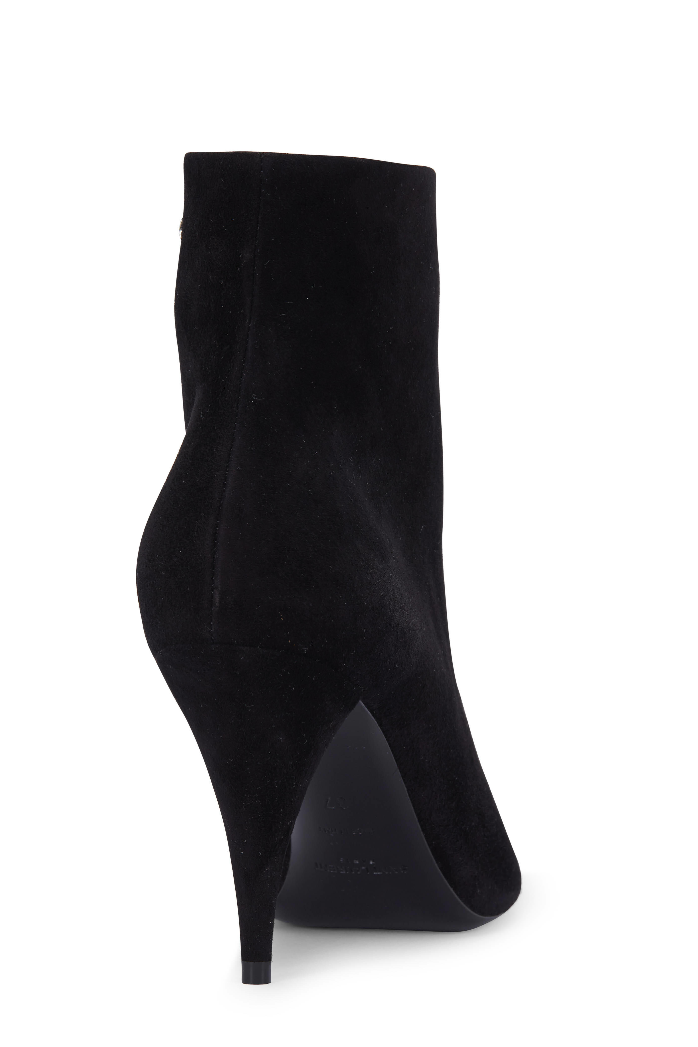 Saint Laurent - Kiki Black Suede Cone Heel Bootie, 85mm