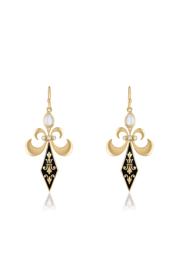 Loriann 14k Yellow Gold Enamel & Diamond Lily Earring
