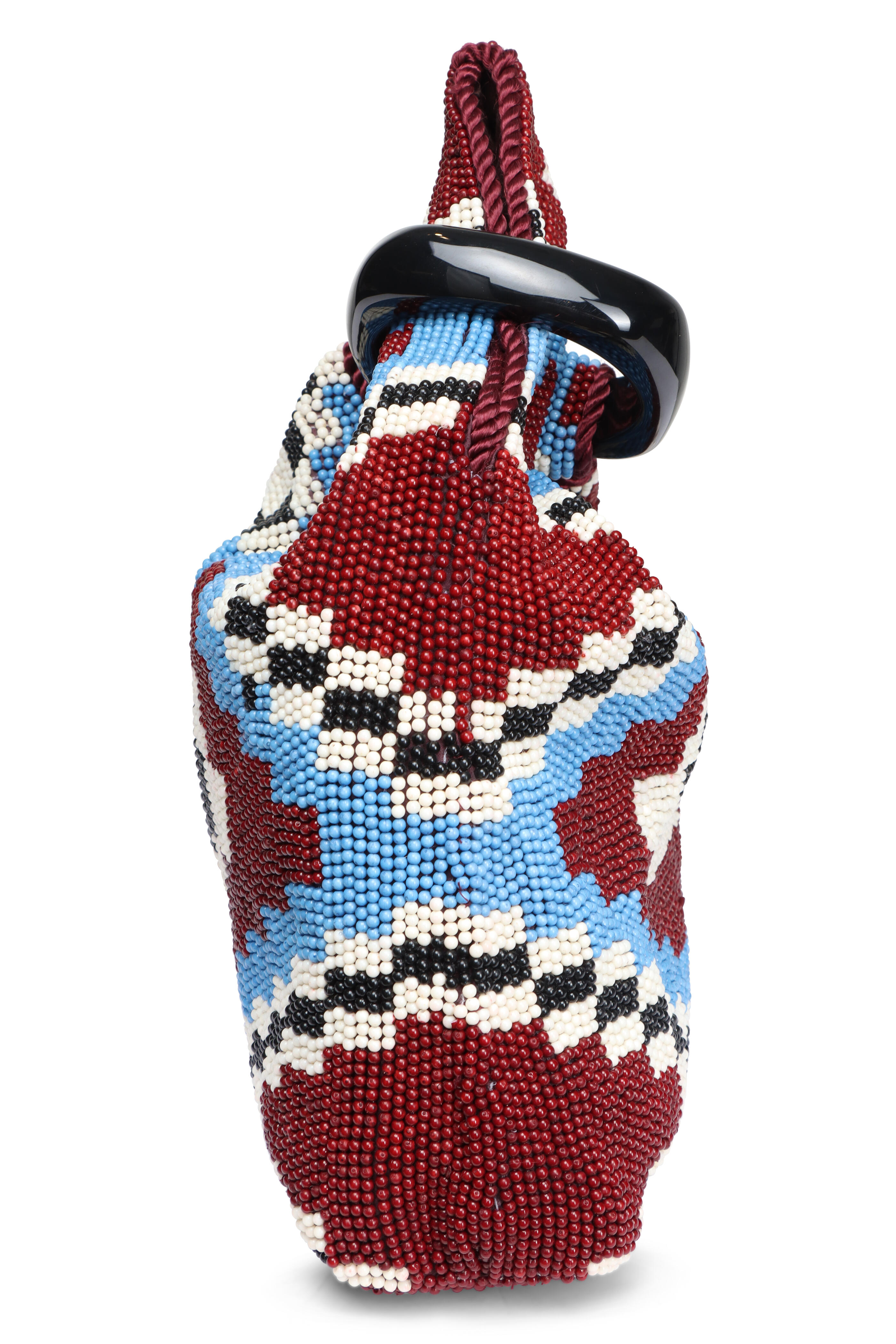 Veronica Beard - Red Beaded Swing Top Handle Clutch