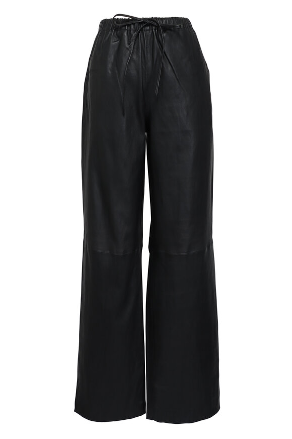 SPRWMN Kauai Black Leather Drawstring Pant