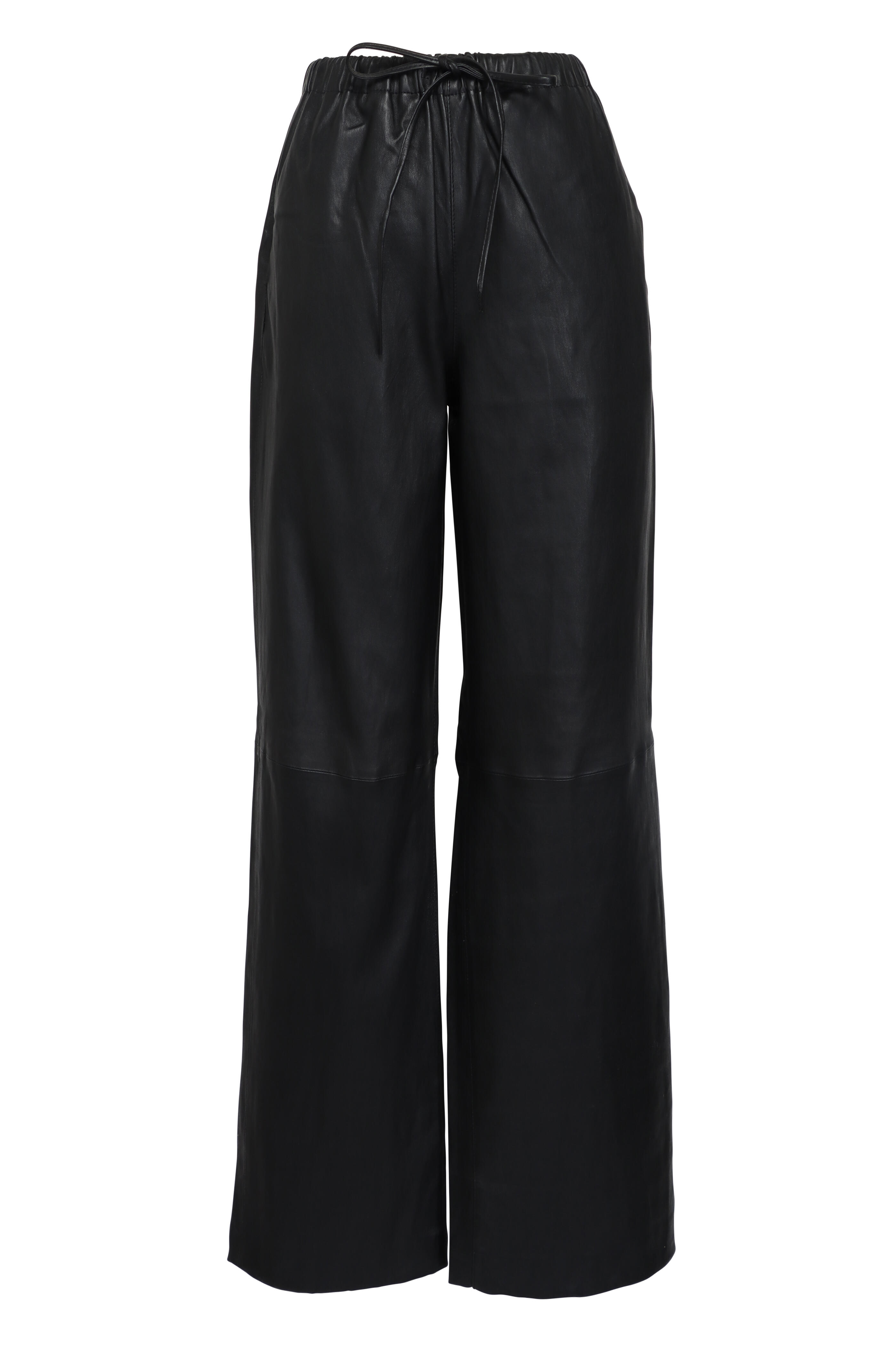 SPRWMN - Kauai Black Leather Drawstring Pant
